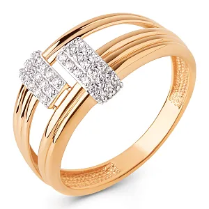 Кольцо из красного золота с фианитами