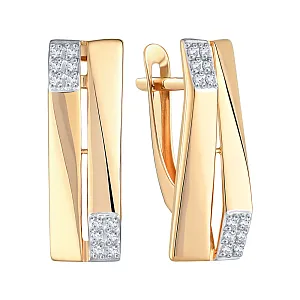 Серьги из красного золота с фианитами