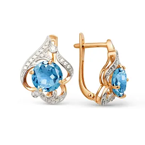 Серьги из красного золота с swiss топазами