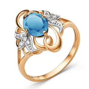 Кольцо из красного золота с лондон топазом