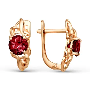 Серьги из красного золота с гранатами