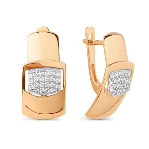 Серьги из красного золота с фианитами