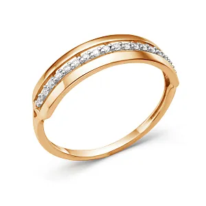 Кольцо из красного золота с фианитами