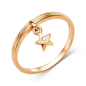 Кольцо из красного золота с фианитом