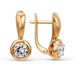 Серьги из красного золота с фианитами