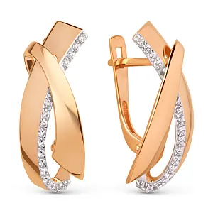 Серьги из красного золота с фианитами