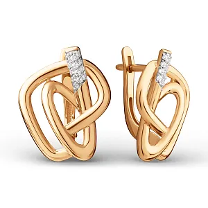 Серьги из красного золота с фианитами