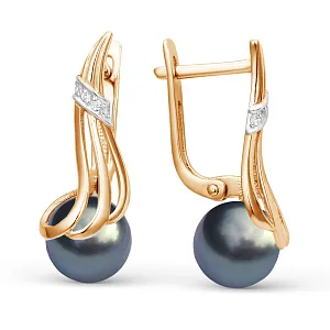 Серьги из красного золота с фианитами