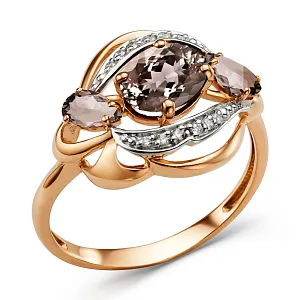 Кольцо из красного золота с раухтопазами