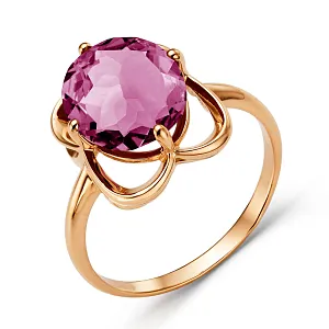 Кольцо из красного золота с корундом