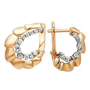 Серьги из красного золота с фианитами