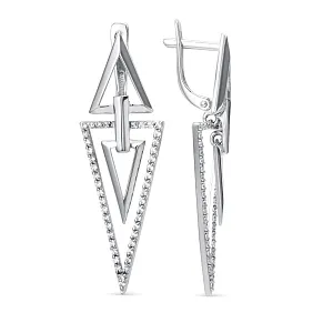 Серьги из белого золота с фианитами