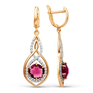 Серьги из красного золота с корундами