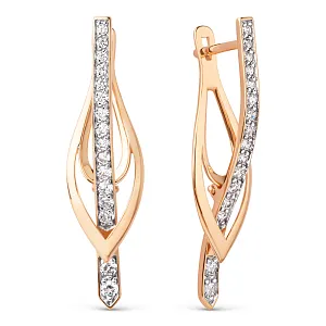 Серьги из красного золота с фианитами