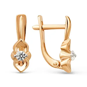 Серьги из красного золота с фианитами