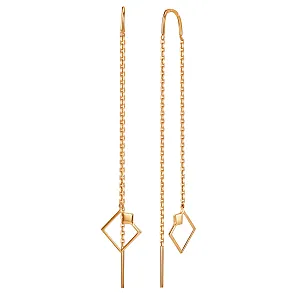 Серьги продевки из красного золота