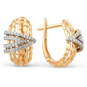 Серьги из красного золота с фианитами