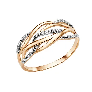 Кольцо из красного золота с фианитами