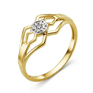 Кольцо из желтого золота с фианитами