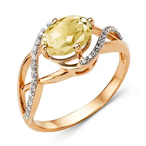 Кольцо из красного золота с цитрином