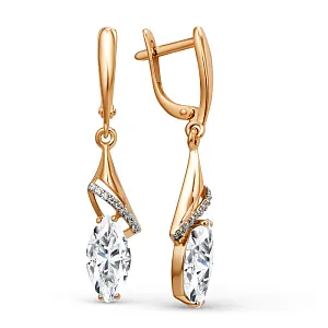 Серьги из красного золота с фианитами