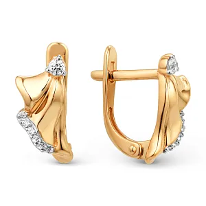 Серьги из красного золота с фианитами