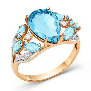 Кольцо из красного золота с swiss топазами