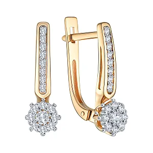 Серьги из красного золота с бриллиантами