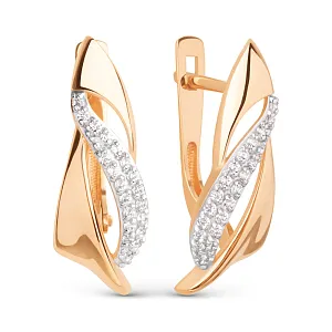 Серьги из красного золота с фианитами