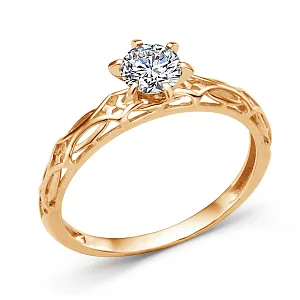 Кольцо из красного золота с фианитом