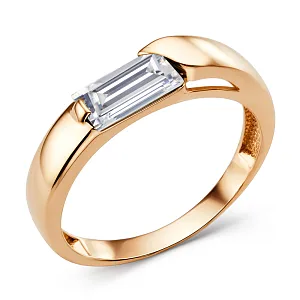 Кольцо из красного золота с фианитом