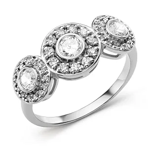 Кольцо из белого золота с фианитами