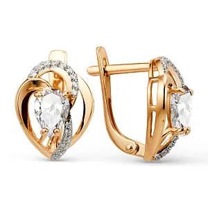 Серьги из красного золота с фианитами