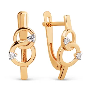 Серьги из красного золота с фианитами