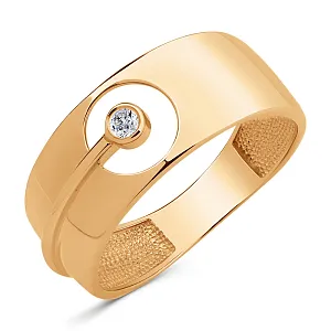 Кольцо из красного золота с фианитом