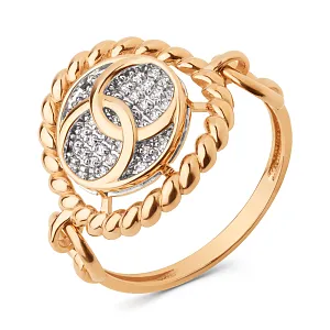 Кольцо из красного золота с фианитами