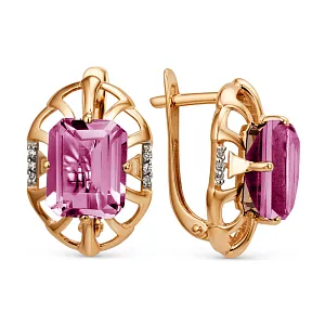 Серьги из красного золота с гранатами