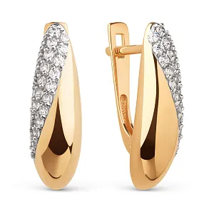 Серьги из красного золота с фианитами