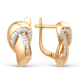 Серьги из красного золота с фианитами