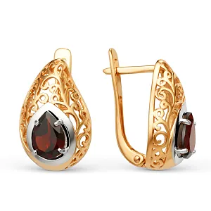 Серьги из красного золота с гранатами