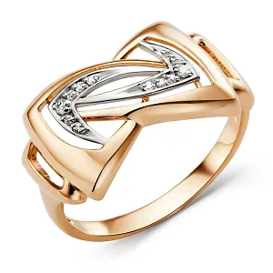 Кольцо из красного золота с фианитами