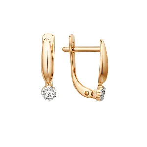 Серьги из красного золота с фианитами