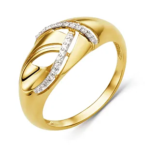 Кольцо из желтого золота с фианитами