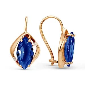 Серьги из красного золота с корундами