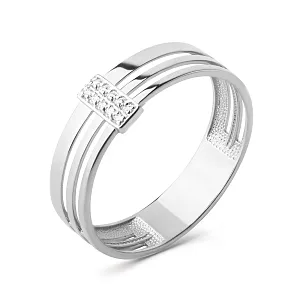 Кольцо из белого золота с фианитами