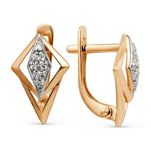 Серьги из красного золота с фианитами