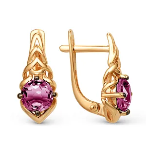 Серьги из красного золота с корундами