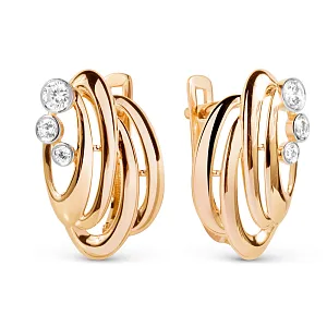 Серьги из красного золота с фианитами