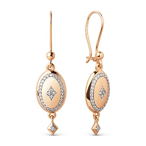 Серьги из красного золота с фианитами