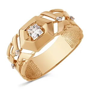 Кольцо из красного золота с фианитами